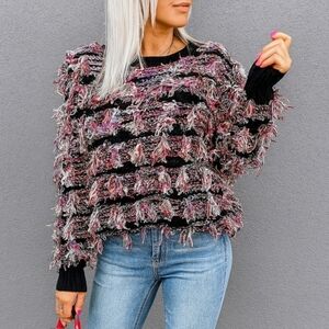 Textured Black and Pink Women's Sweater